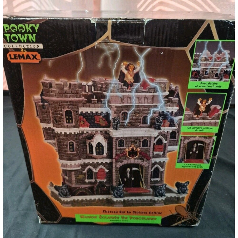 Vtg 2002 Lemax Spooky Town Castle On Spooky Hill Electric Movement Effects Used